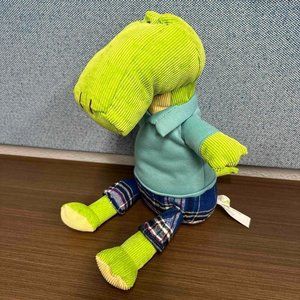 Animal Adventure 14.5" Green Corduroy Alligator Plush in Blue Shirt Plaid Pants